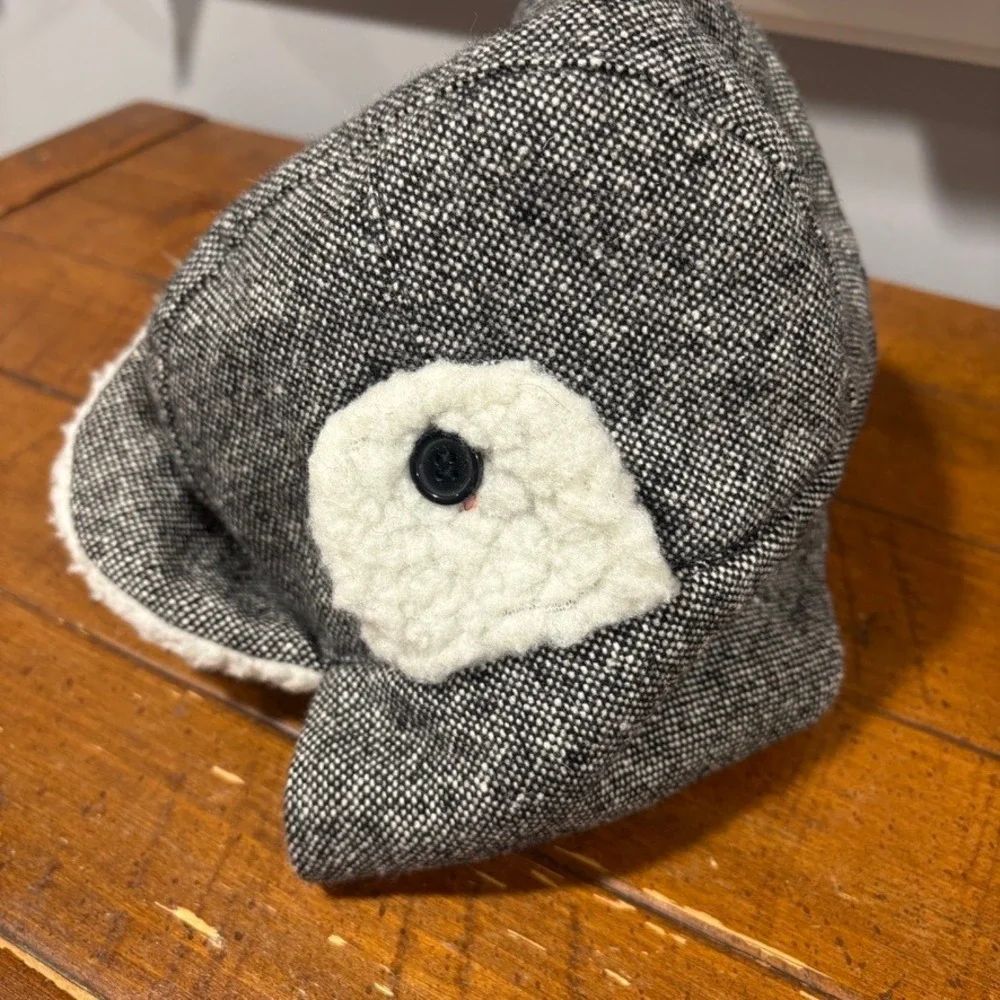 French Connection Wool Trapper Hat with Ear Flaps 0/S Black Teddy Sherpa Outdoor